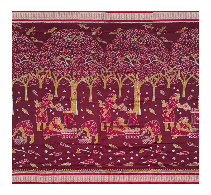Collection Mahua Flower design sambalpuri silk saree with blouse piece