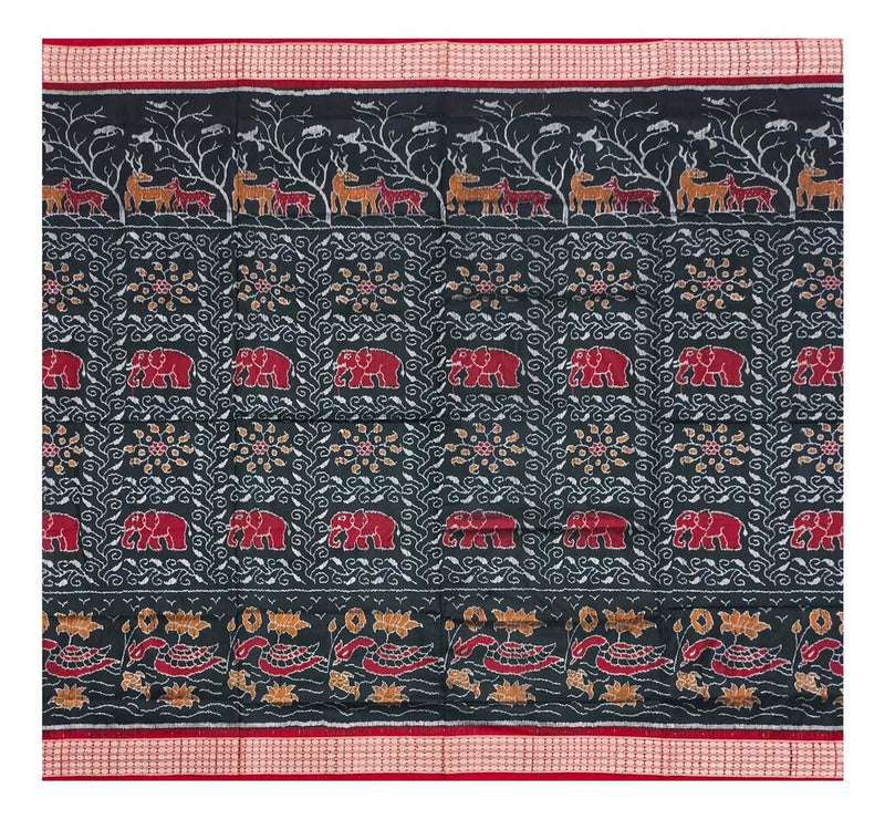 Animals design sambalpuri silk saree with blouse piece