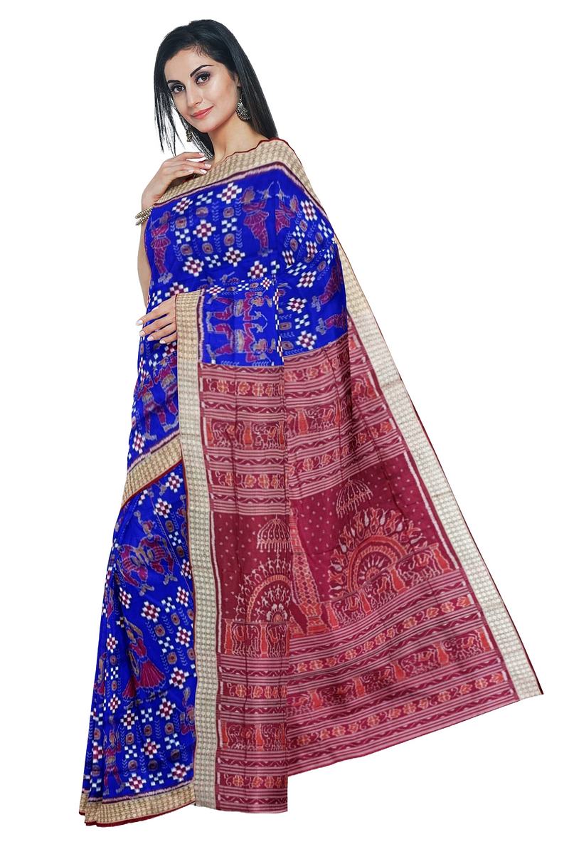 Nartaki and Pasapali design sambalpuri silk saree with blouse piece