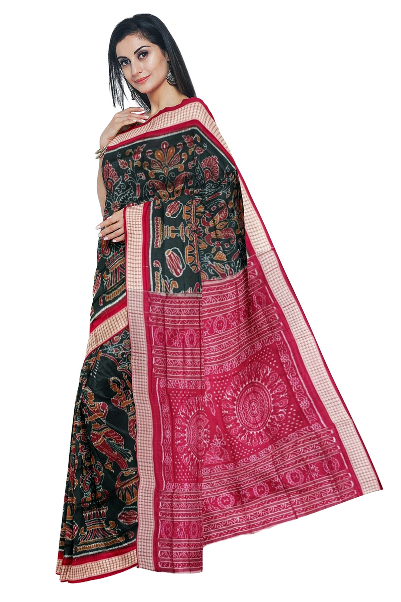 Nartaki design sambalpuri silk saree with blouse piece