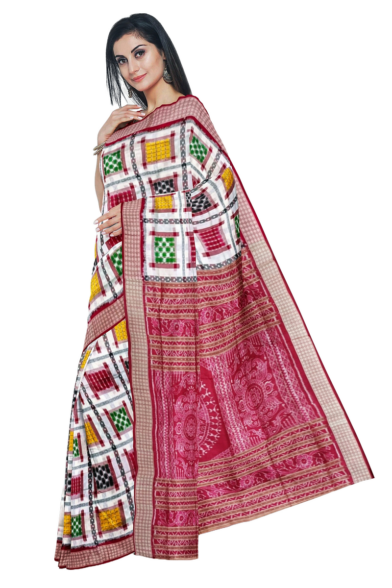 Ashwini with Pasapali Sambalpuri silk saree with blouse piece