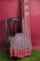 Check check design sambalpuri cotton saree with blouse piece