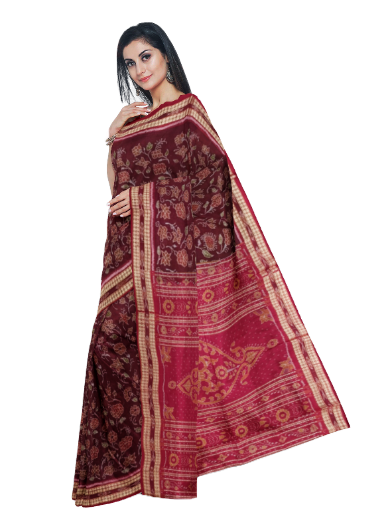 Flower design sambalpuri cotton saree with blouse piece