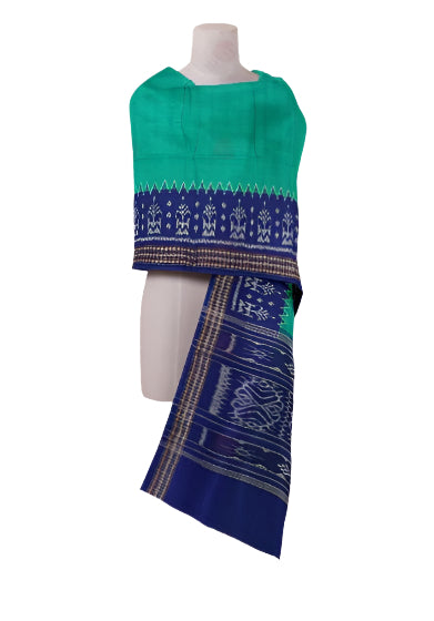Sambalpuri cotton Dupatta, Rama Green and blue colors combination Sambalpuri cotton Dupatta, Rama Green and blue colors combination