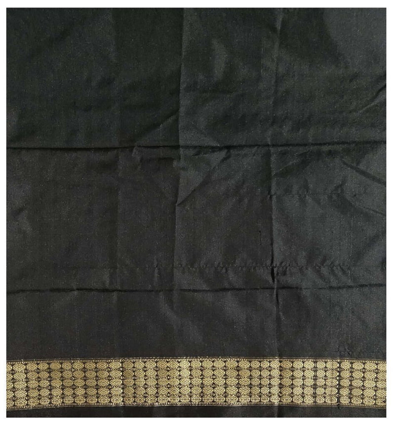 Sambalpuri silk blouse piece, Color - Black, Options : 75cms