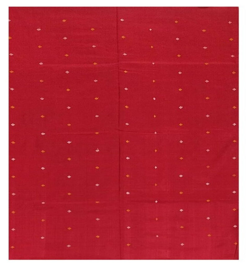 Sambalpuri Bapta silk Blouse piece, 75cms, Unstitched, red color