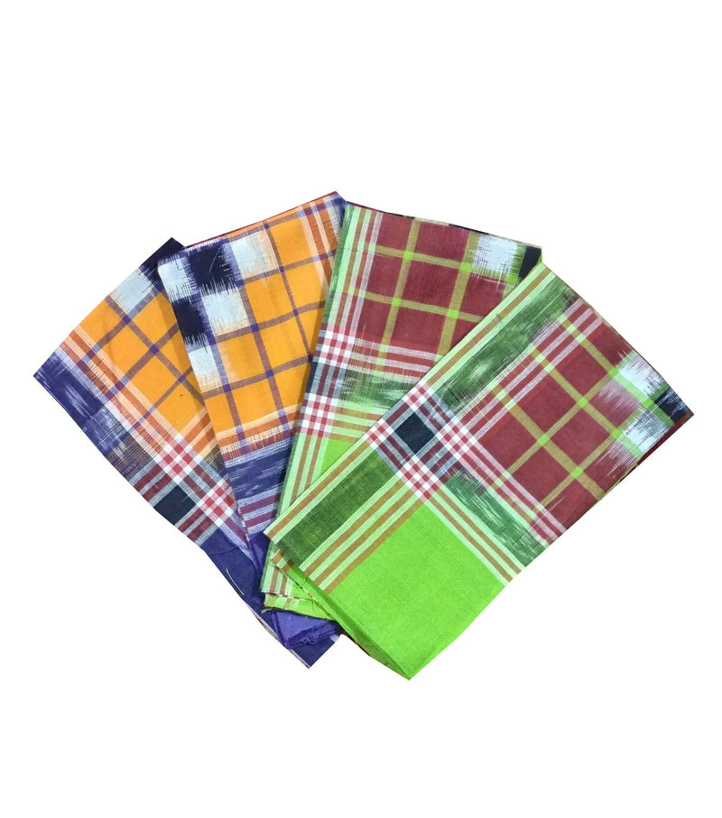 Sambalpuri cotton Hankies. 20x20 size. Set of 4-Handkerchiefs-OdiKala Accessories-OdiKala
