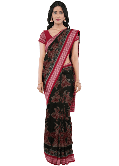 Dandia design Sambalpuri cotton saree with blouse piece