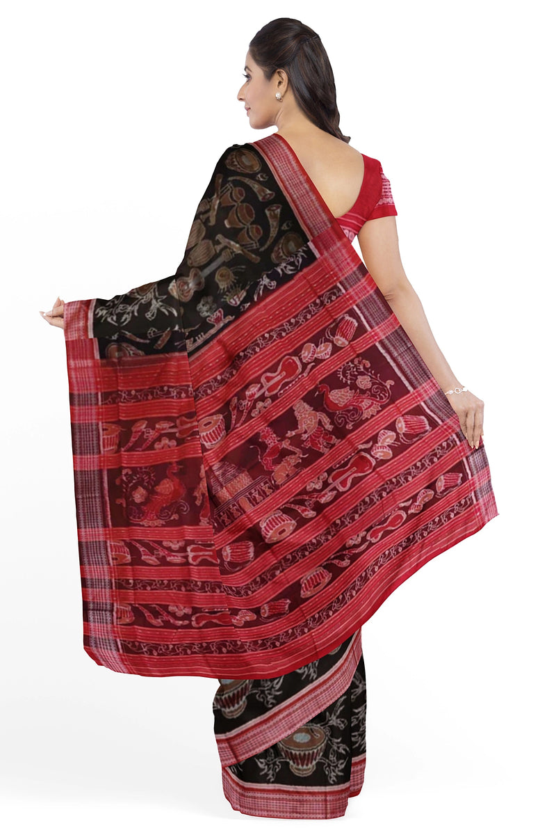 Musical instruments design sambalpuri cotton saree with blouse piece