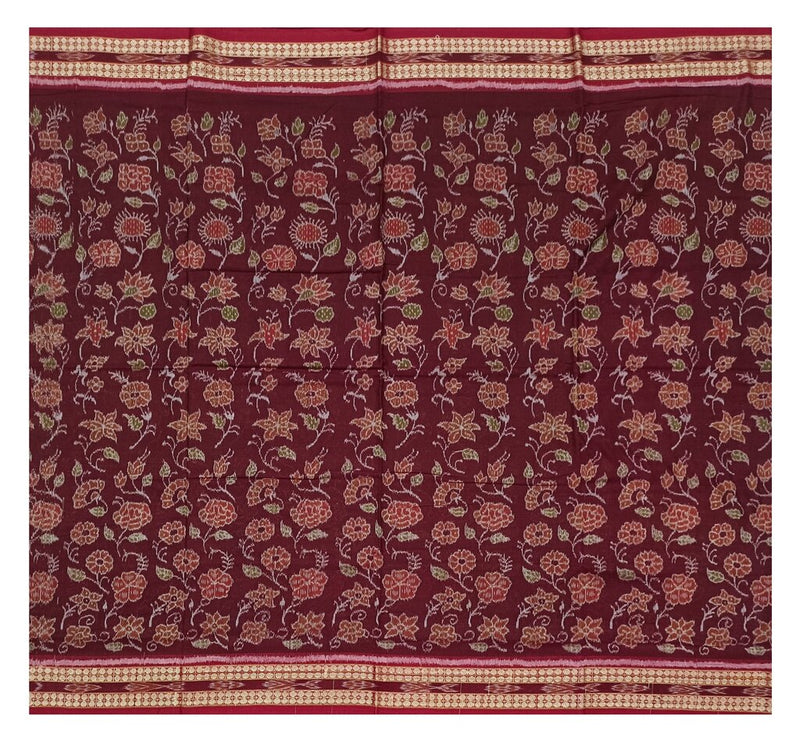Flower design sambalpuri cotton saree with blouse piece