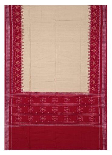 Beautiful Handloom Cotton Dupatta, Light peach(Matha color), and red colors combination