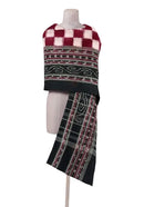 SAMBALPURI COTTON STOLE, Maroon Black
