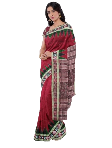 Pasapalli boarder design sambalpuri silk saree with blouse piece