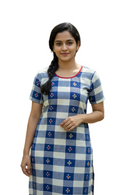 Blue and white colour sambalpuri kurti with new design, 34inches