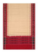 Beautiful Handloom Cotton Dupatta, Light peach(Matha color), and red colors combination