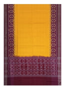Sambalpuri Cotton Dupatta, Yellow and maroon colors combination