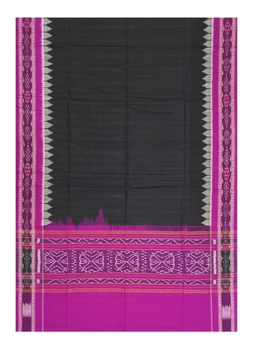 Beautiful Handloom Cotton Dupatta, Black and magenta colors combination