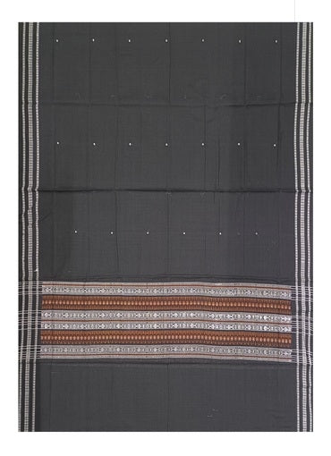 Beautiful Bomkai Handloom Cotton Dupatta, Black and Brown colors combination