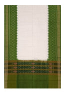 Sambalpuri cotton Dupatta, White, Mehendi green colors combination