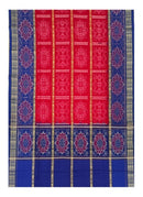 Premium Sambalpuri cotton dupatta. Fish boarder. Color: Red and Blue