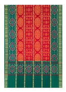 Premium Sambalpuri cotton dupatta. Fish boarder. Color: Red and Green