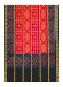 Premium Sambalpuri cotton dupatta. Fish boarder. Color: Red and Black