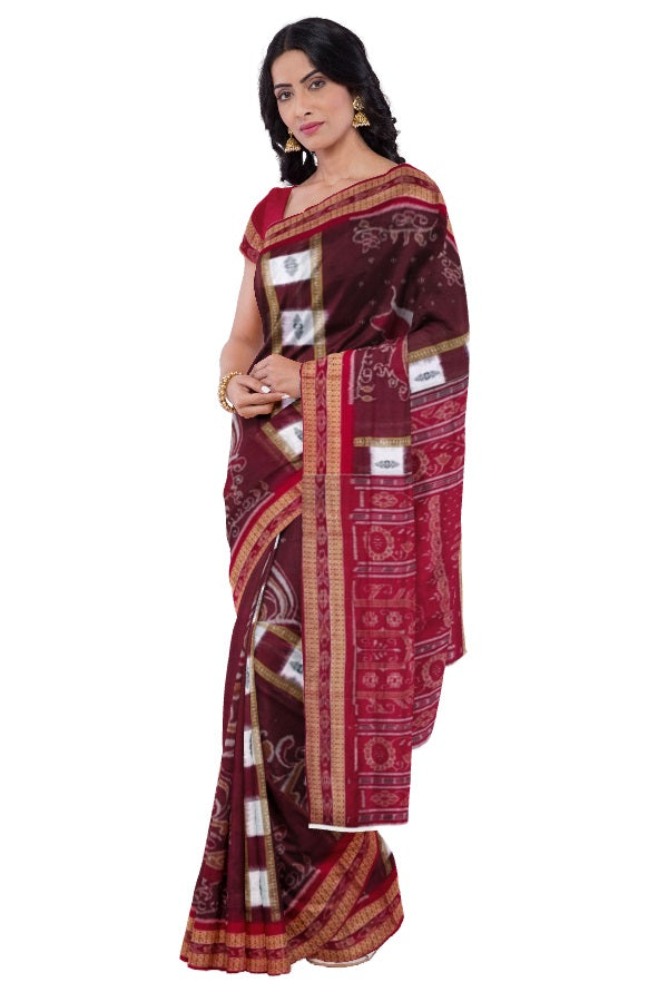 Peacock design sambalpuri cotton saree with blouse piece