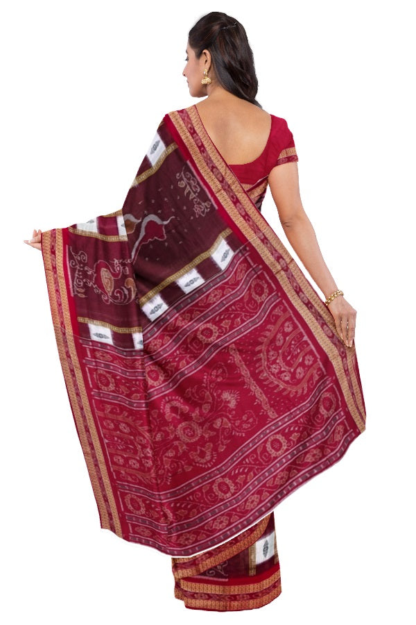 Peacock design sambalpuri cotton saree with blouse piece