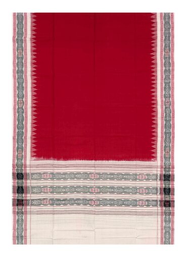 Sambalpuri Cotton Dupatta (Red and white Colours, Pure Handloom)
