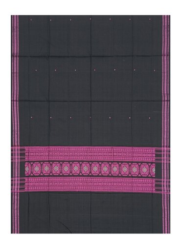 Beautiful Bomkai Handloom Cotton Dupatta, Black magenta colors combination
