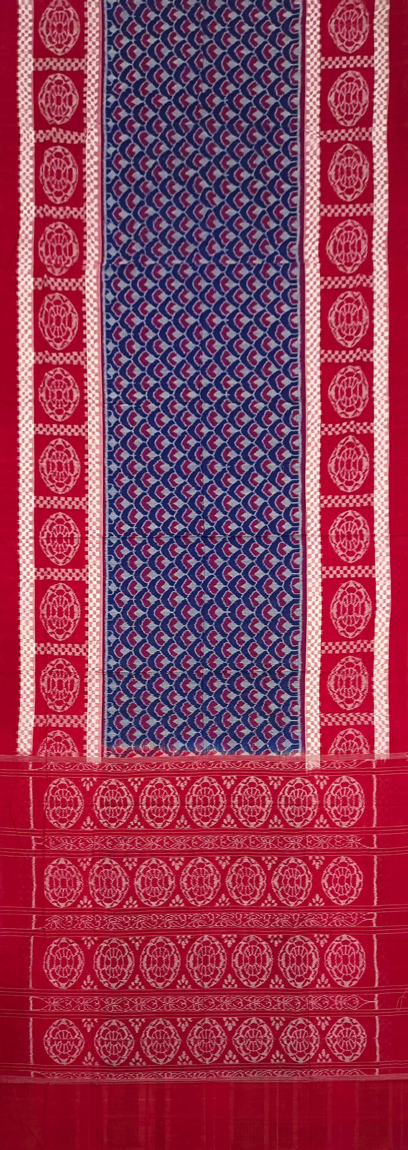 Peacock feather design sambalpuri cotton saree with blouse piece