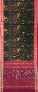 Beautiful village life design Sambalpuri cotton saree with blouse piece