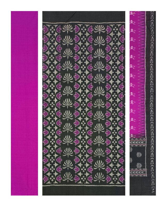 Flower design Sambalpuri cotton dress material set with Terracotta art design dupatta