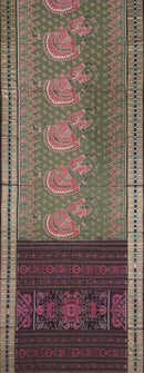 Exquisite Big Nartaki design Sambalpuri cotton saree with work blouse piece, Grey and coffee colors combination