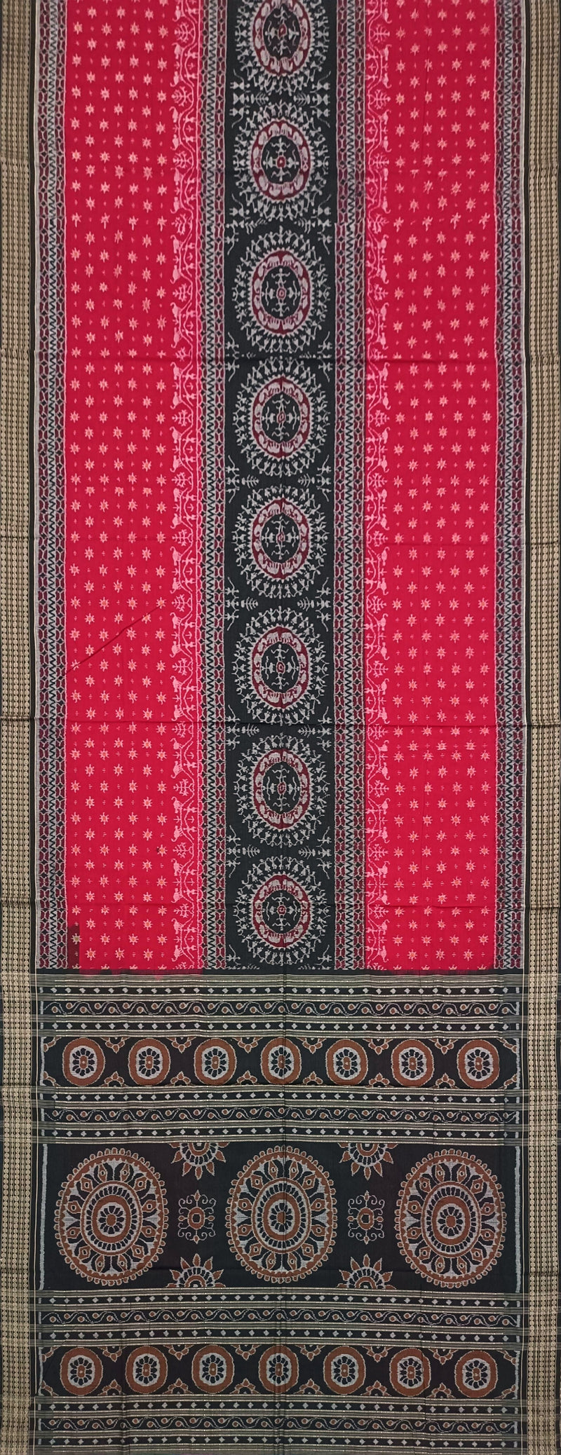 Chakra Bandha in Panel design Sambalpuri cotton saree with blouse piece