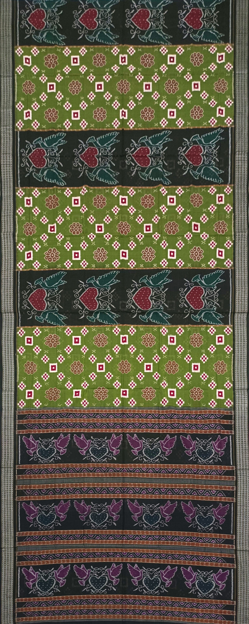 Heart and Pasapali shape design Sambalpuri cotton saree