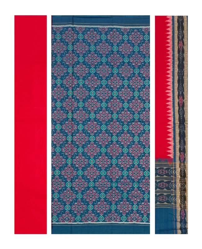 Flower design sambalpuri cotton dress material set