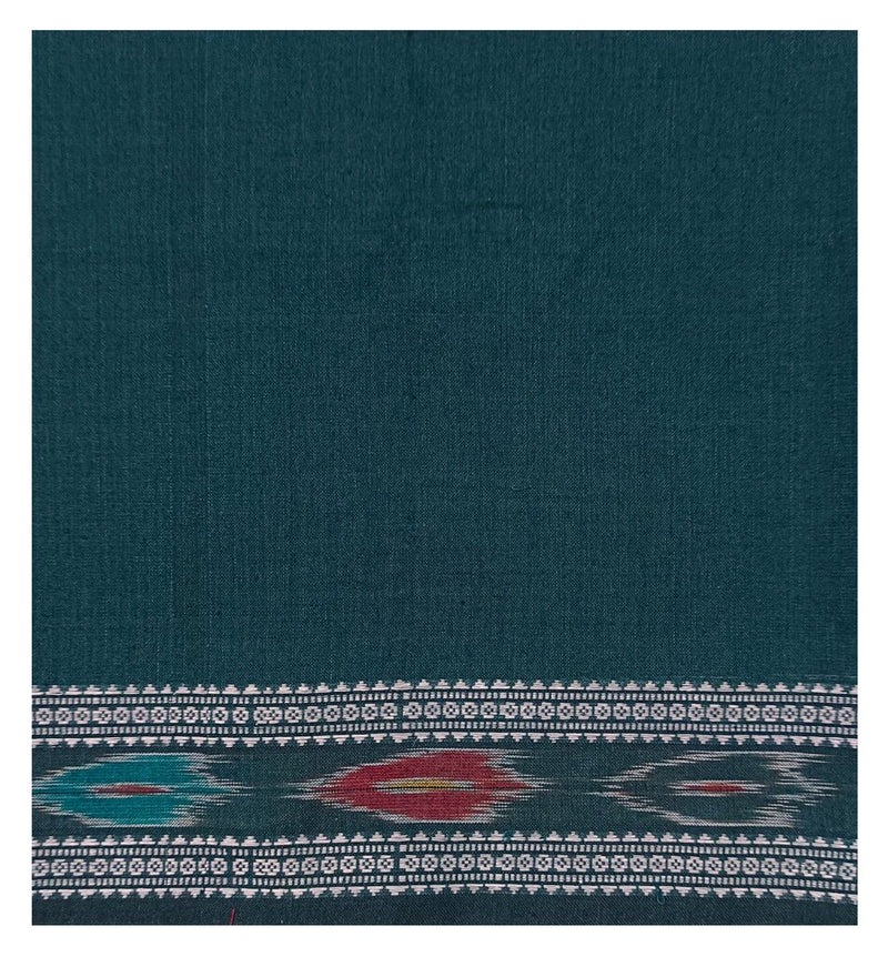 Sambalpuri Cotton Blouse Piece, 1mtr, Deep Bottle green color