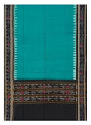 Beautiful Handloom Cotton Dupatta, Rama green and black colors combination