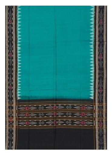 Beautiful Handloom Cotton Dupatta, Rama green and black colors combination