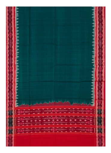 Sambalpuri cotton Dupatta, Green and red colors combination