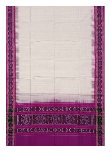 Beautiful Handloom Cotton Dupatta, White and magenta colors combination