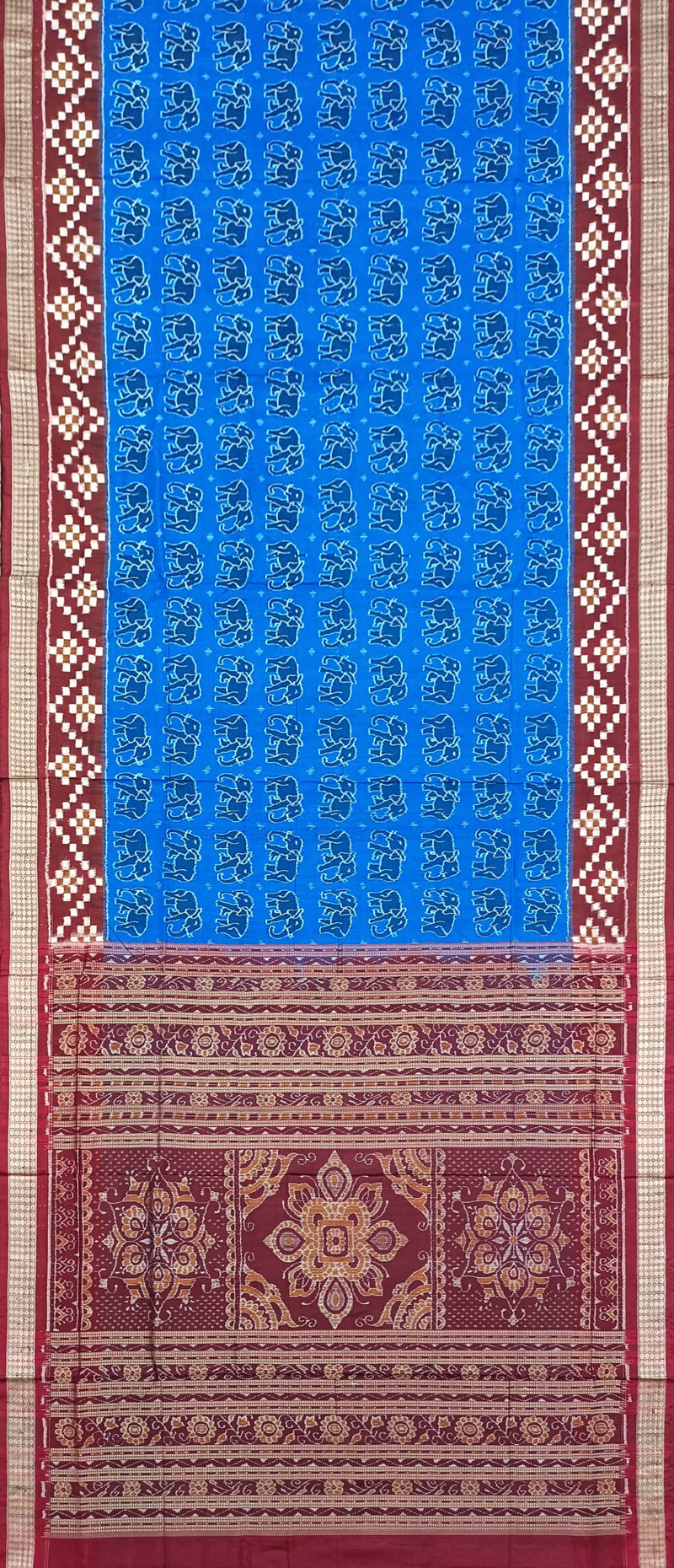 Elephant Design Sambalpuri Silk Saree with Blouse Piece
