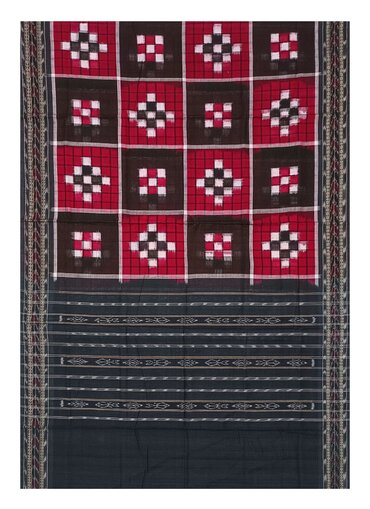 Sambalpuri cotton Dupatta, Red Black colors combination.