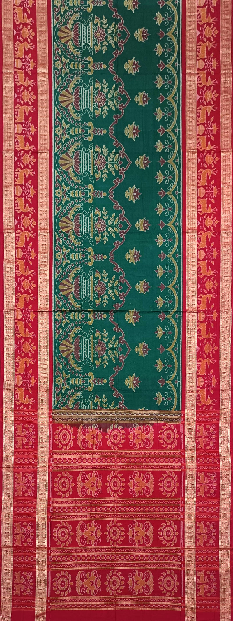 Flower pot design Sambalpuri cotton saree with blouse piece