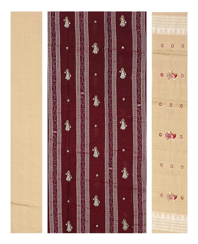 Doll motifs Bomkai cotton dress material set