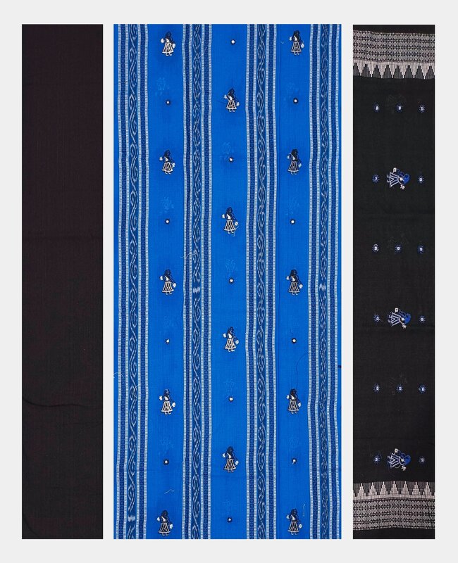 Doll motifs Bomkai cotton dress material set
