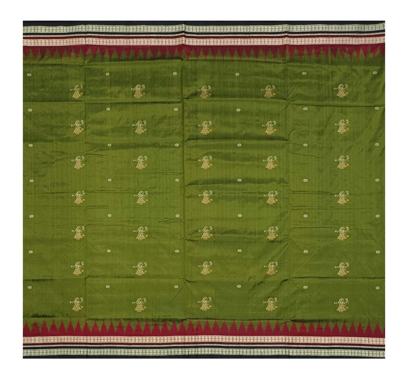 Doll motifs bomkai silk saree with blouse piece