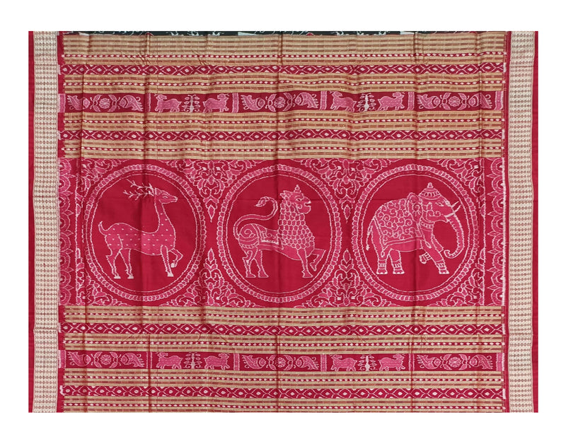 Tribal design sambalpuri wilk saree with blouse piece