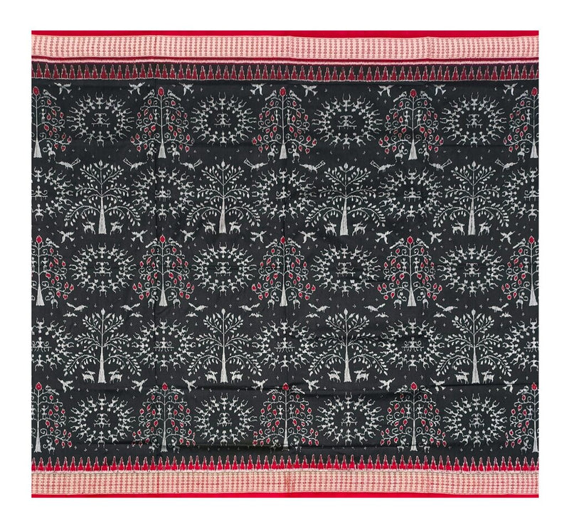 Tribal design sambalpuri wilk saree with blouse piece